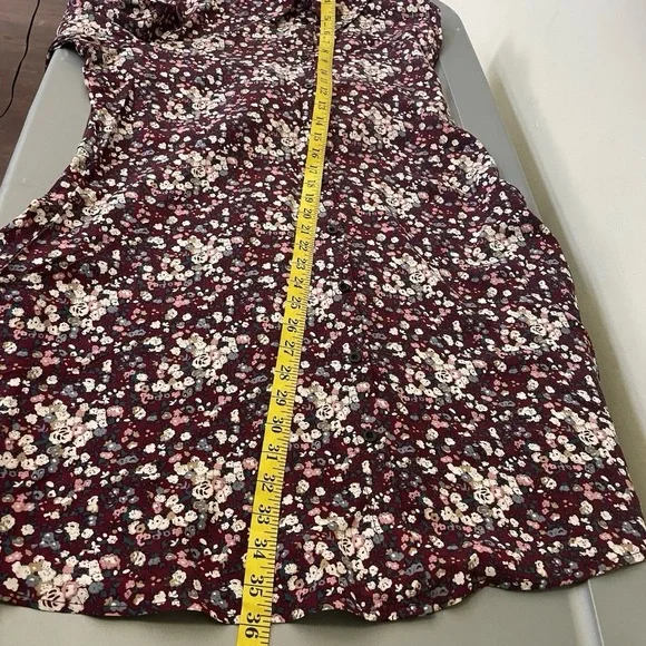 NWT Natural Life Women’s Floral Boho 3/4 Sleeve Collared Shirt Dress Burgundy L - Picture 13 of 14